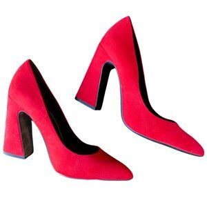 Bershka Red Flared High Heels - Size US 7.5 / EU 38